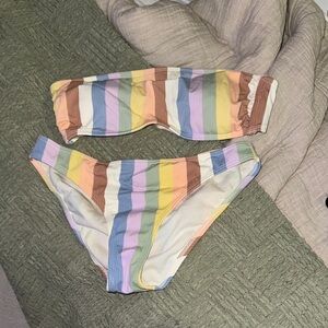 Striped Bandeau Bikini Set